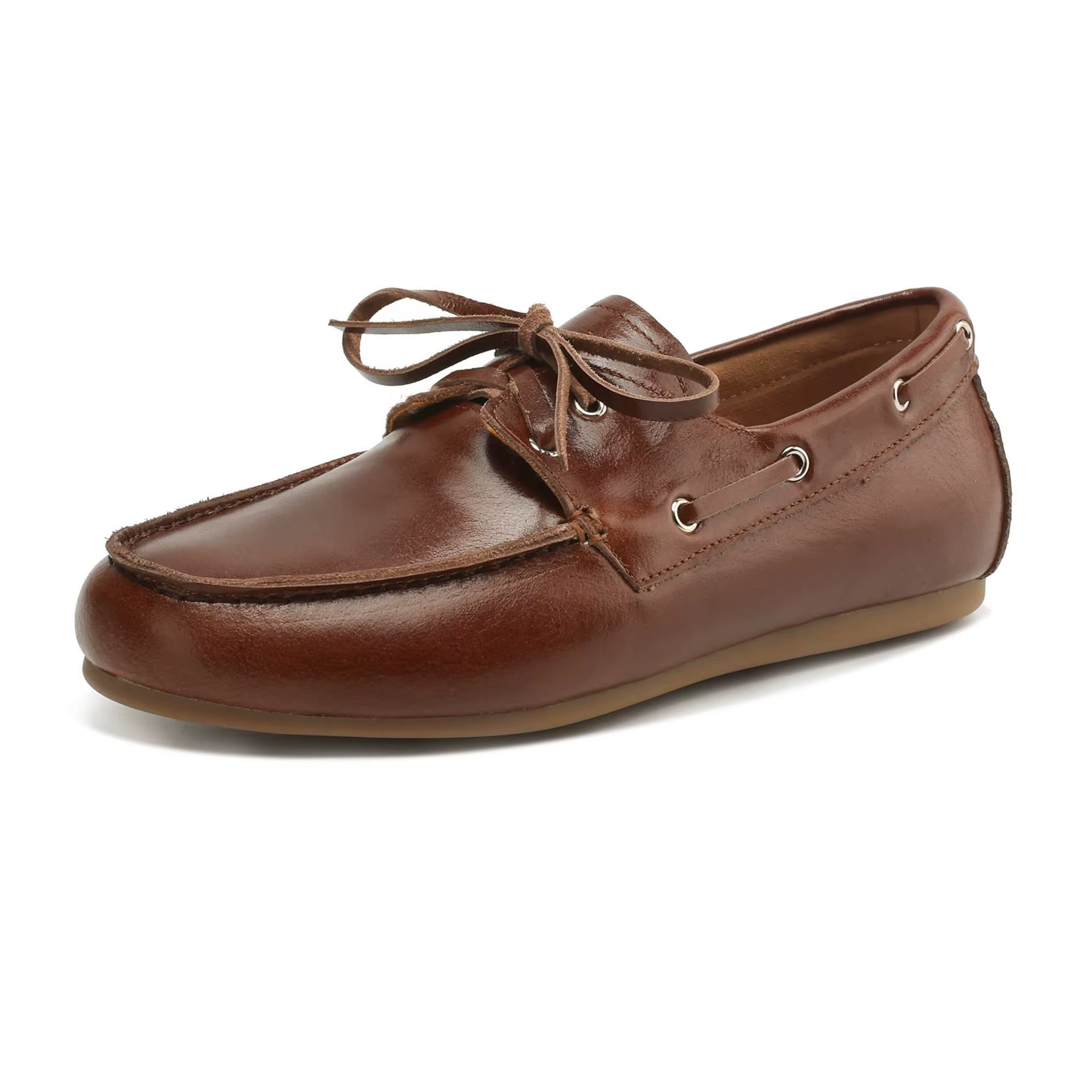 Krazing Pot-Chaussures de danse rétro en cuir de vache pour femmes, mocassins à lacets confortables,