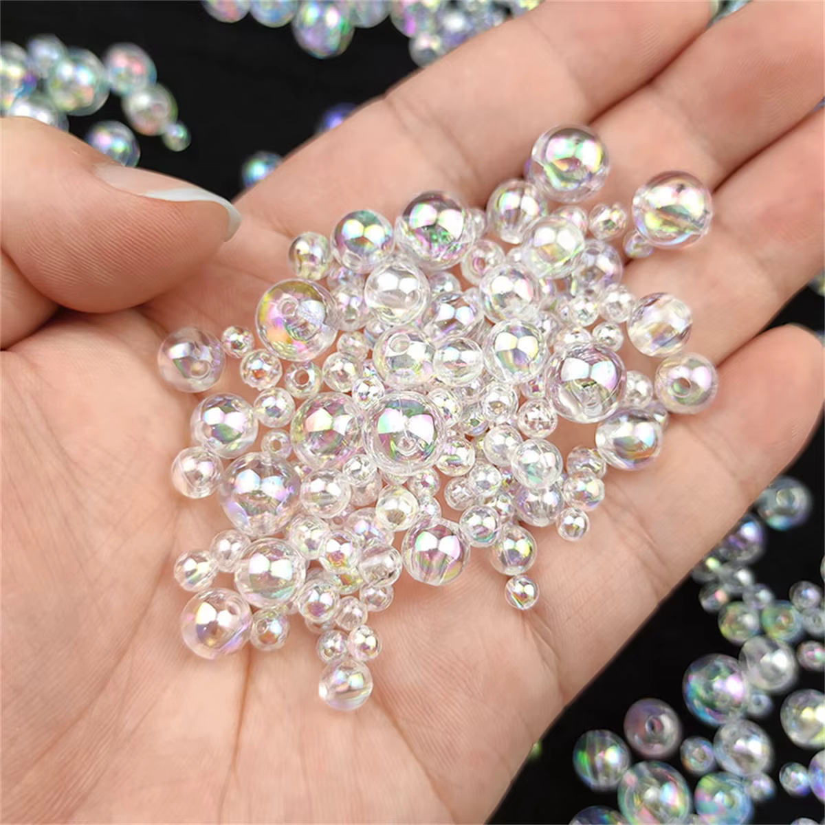 Perle d'imitation ABS 6mm/8mm/10mm, perles de couleur blanche transparente, matériel de bijouterie f