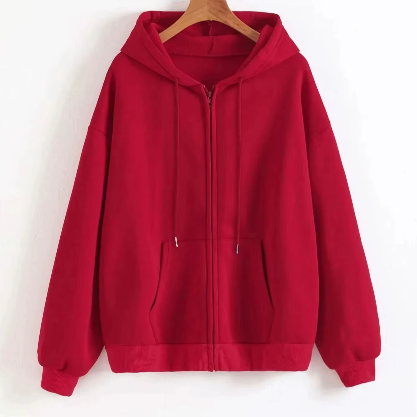 Surdimensionné sweat à capuche pour femme décontracté solide fermeture éclair sweat à capuche Haraju