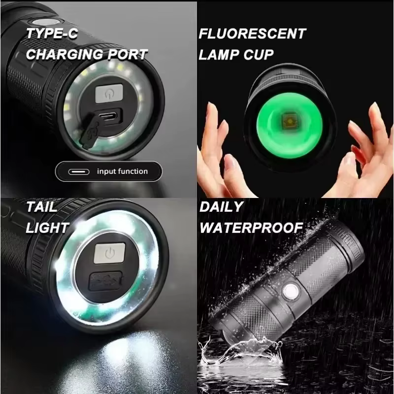 XHP50 Super lumineux Led Double tête lampe de poche étanche Rechargeable Zoomable torche lampe de tr