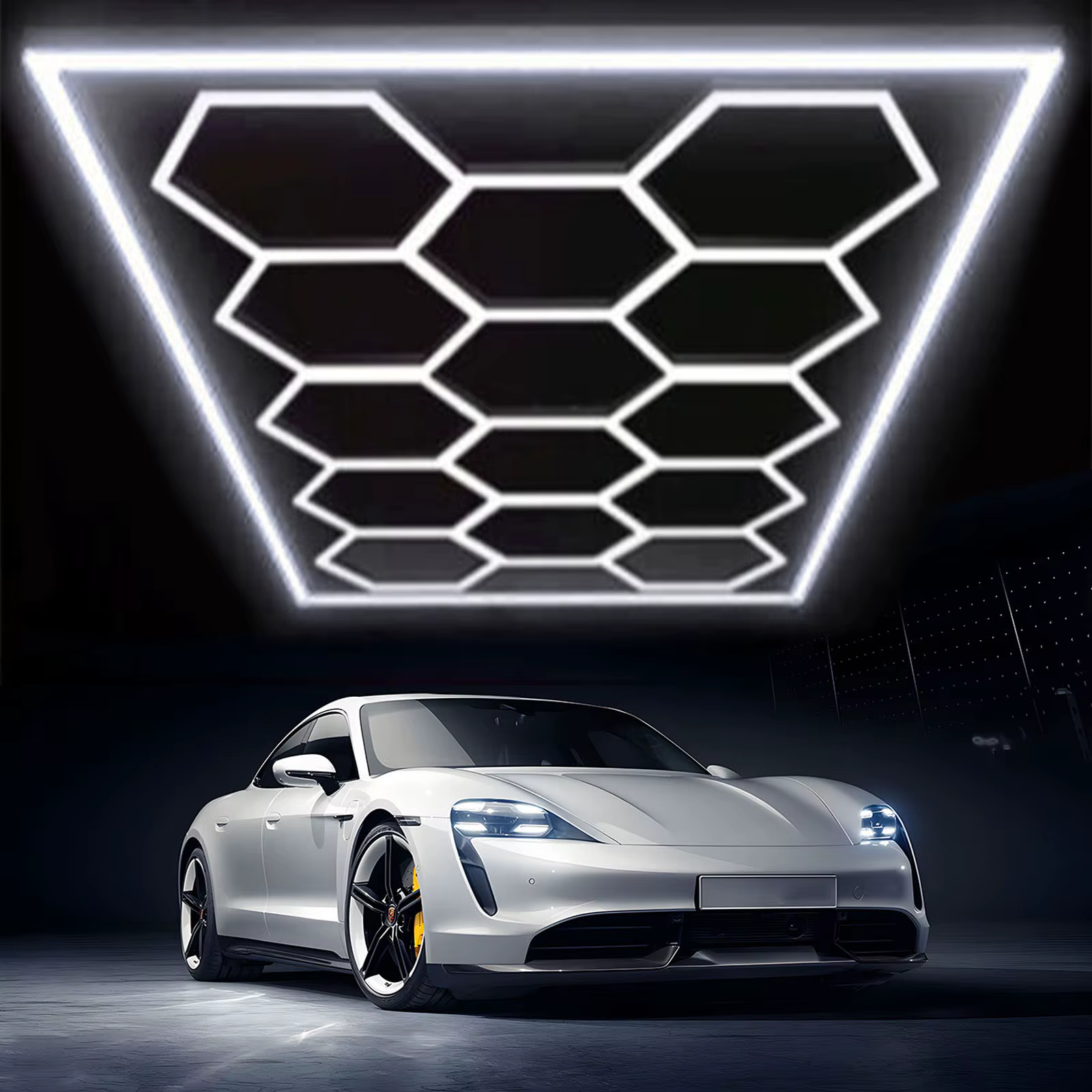 Paquet de 14 plafonniers LED hexagonaux, lumière de garage d'éclairage LED en nid d'abeille 680W, lu