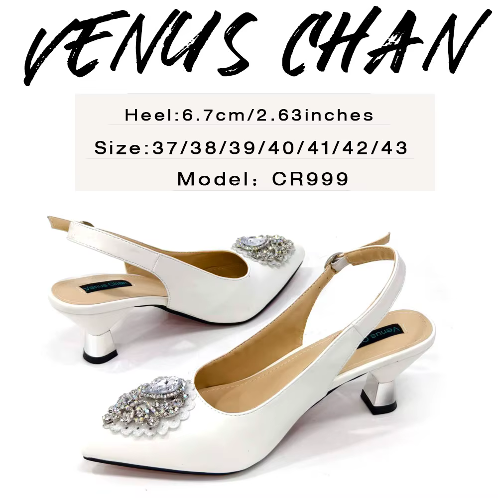 Venus Chan-Chaussures de Mariage à Talons Hauts pour Femme, Parka Jolie tue, Strass de Documents Bla