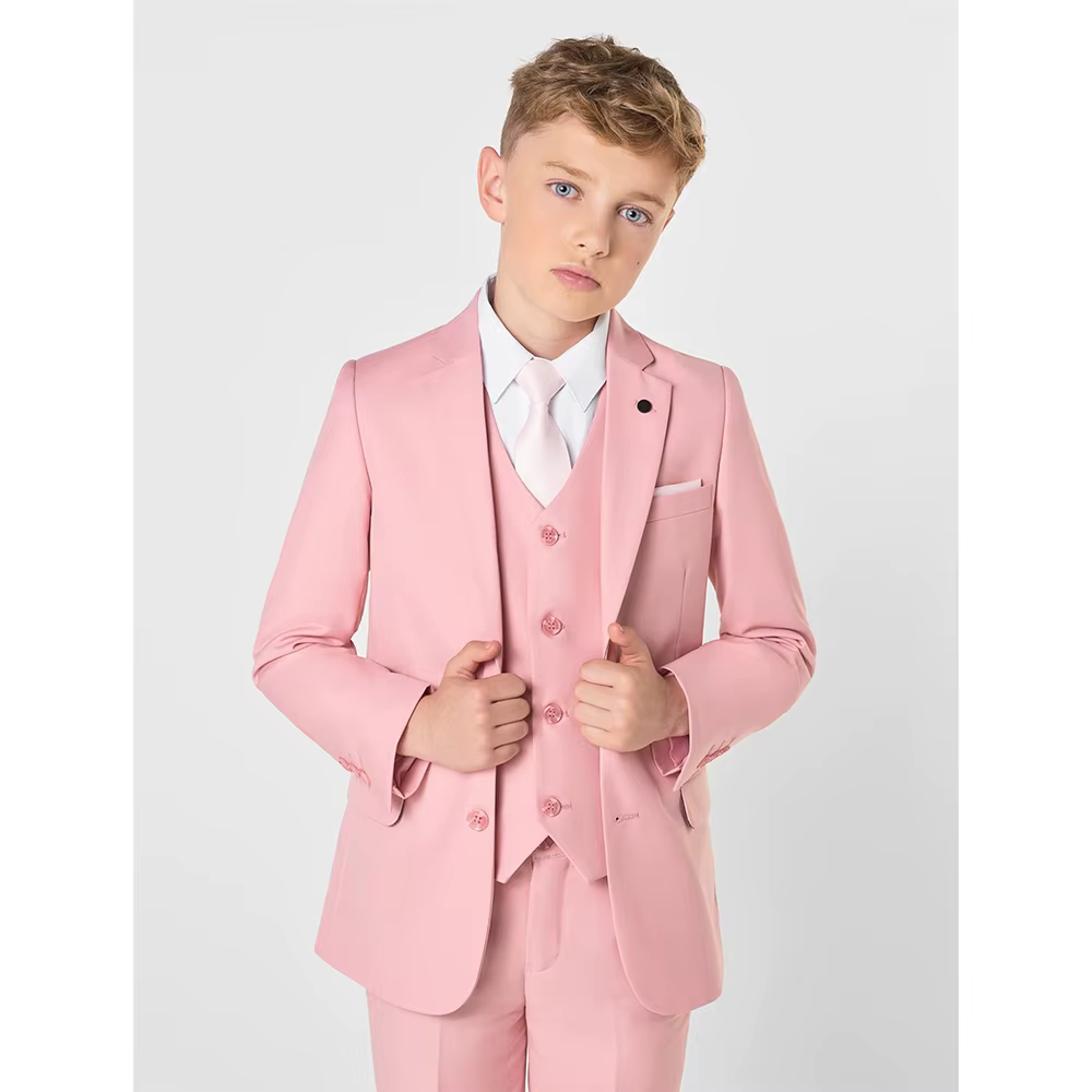 Ensembles roses pour enfants, 3 pièces, élégant, revers cranté, simple boutonnage, costume formel dé