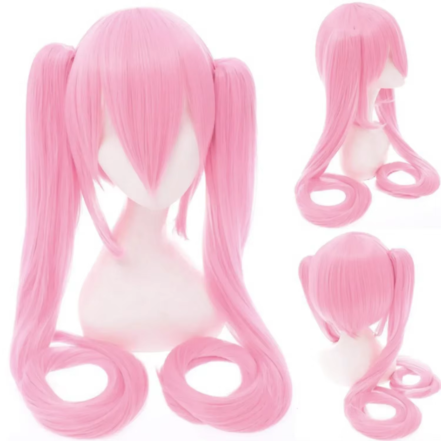 Perruque de cosplay Anime Hatsune Miku, perruque en fibre synthétique double queue de cheval de 110 