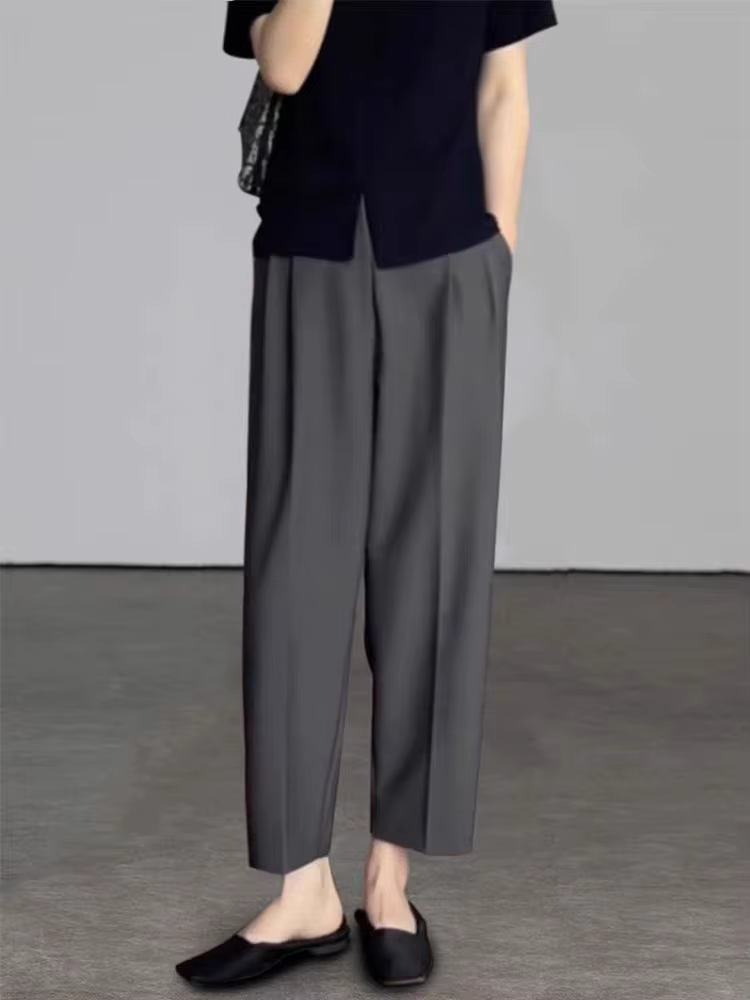 Botvotee bureau élégant noir gris cheville longueur costumes pantalons pour femmes taille haute saro