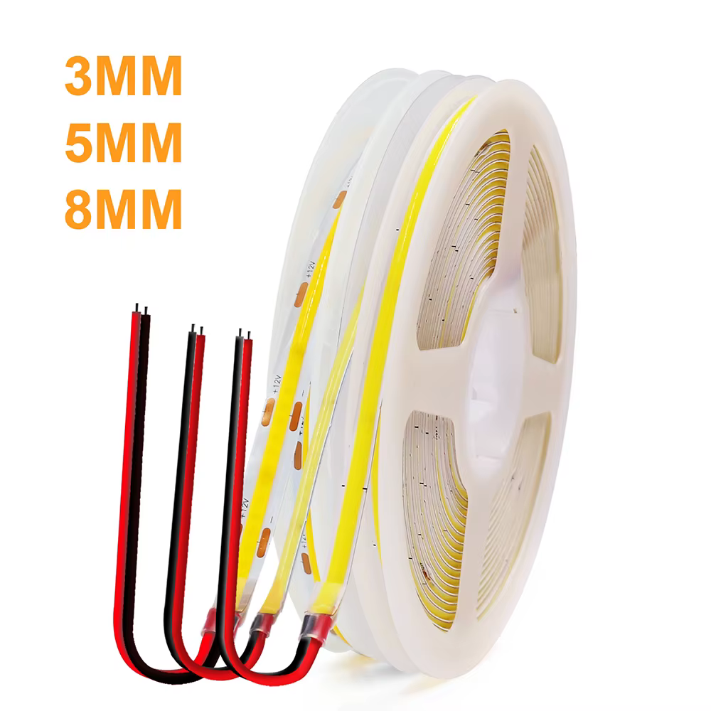 Bande lumineuse LED COB PCB 3mm 5mm, 5V 12V 24V 320LED 8mm CRI90, bande LED Flexible Super brillante