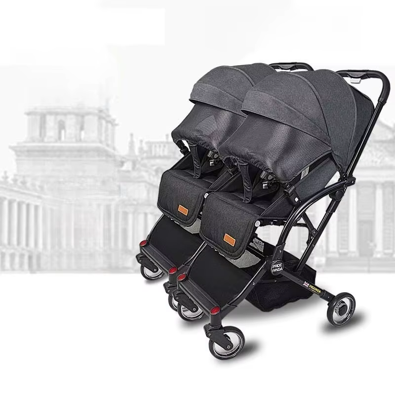 Nouveau-né Double bébé poussette léger pliable détachable assis et couché haute vue bébé Double pous