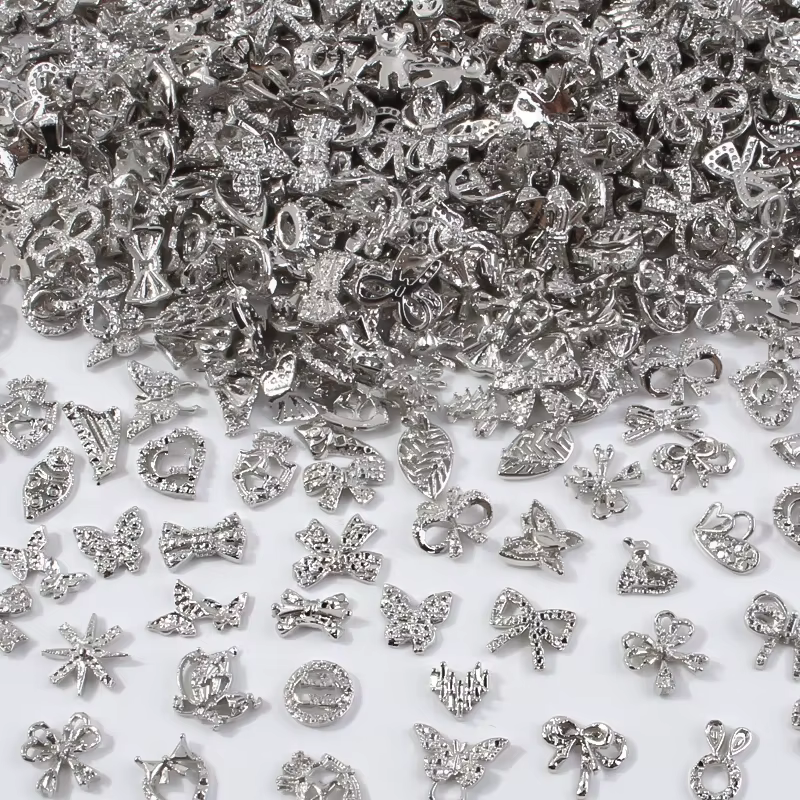 Breloques pour ongles en alliage papillon 3D, 50/60 pièces/lot, bijoux Design avec nœud papillon, lu