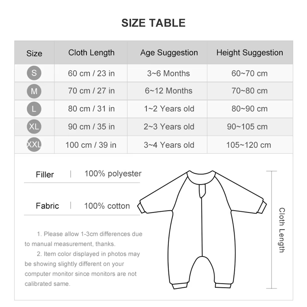 Sac de Couchage Dinosaure pour Bébé de 1 à 4 Ans, Vêtements de Nuit d'Hiver Chauds, 2,5 Tog
