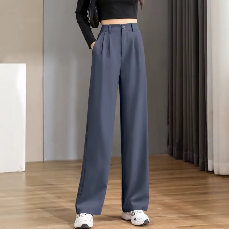 Femmes ample printemps été 2025 nouveau taille haute jambes larges mince pantalon décontracté mode c
