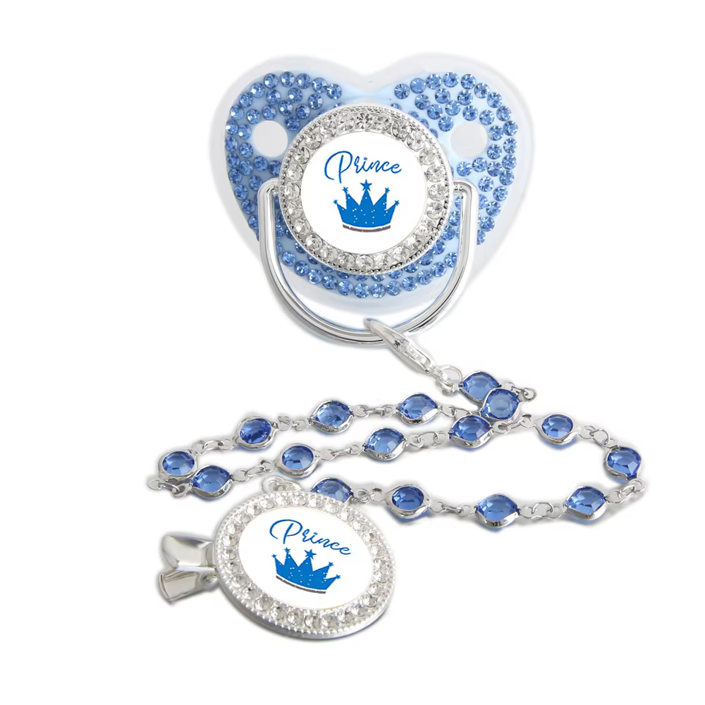 Sucette princesse scintillante avec gemme, sucette de sevrage de luxe, tétine pour bébé avec Clip en