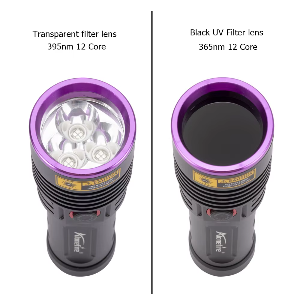 Lampe de poche UV haute puissance 60W 365nm, lumière noire, Rechargeable, durcissement des taches de