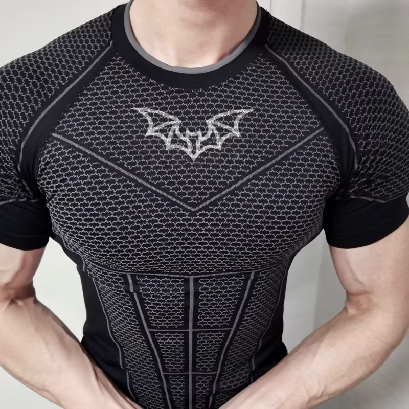 Nouveau T-shirt de compression à manches courtes pour homme, séchage rapide, pour fitness, gym, spor