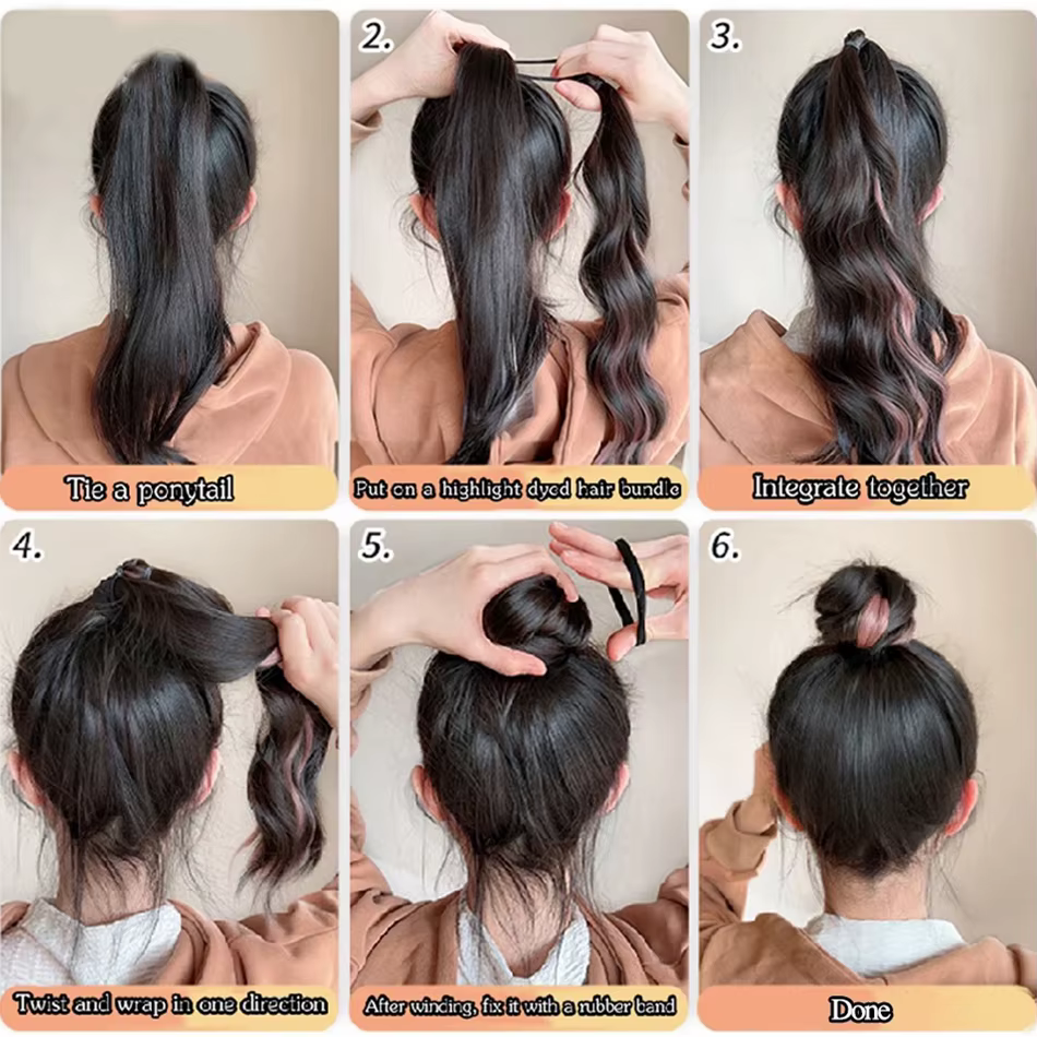 Perruque synthétique à tête sphérique à remontage automatique de 50cm, lot de cheveux pour femme, ch