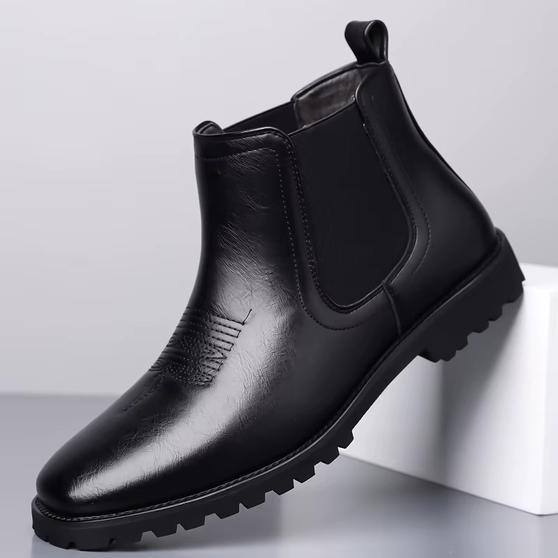 Bottes en cuir pour hommes, style britannique, confortables, décontractées, à semelle épaisse, antid