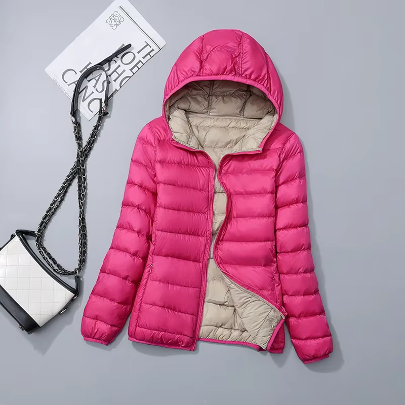 Doudoune Courte à Capuche Double Face pour Femme, Manteau Ultra observateur et Pliable, Grande Taill