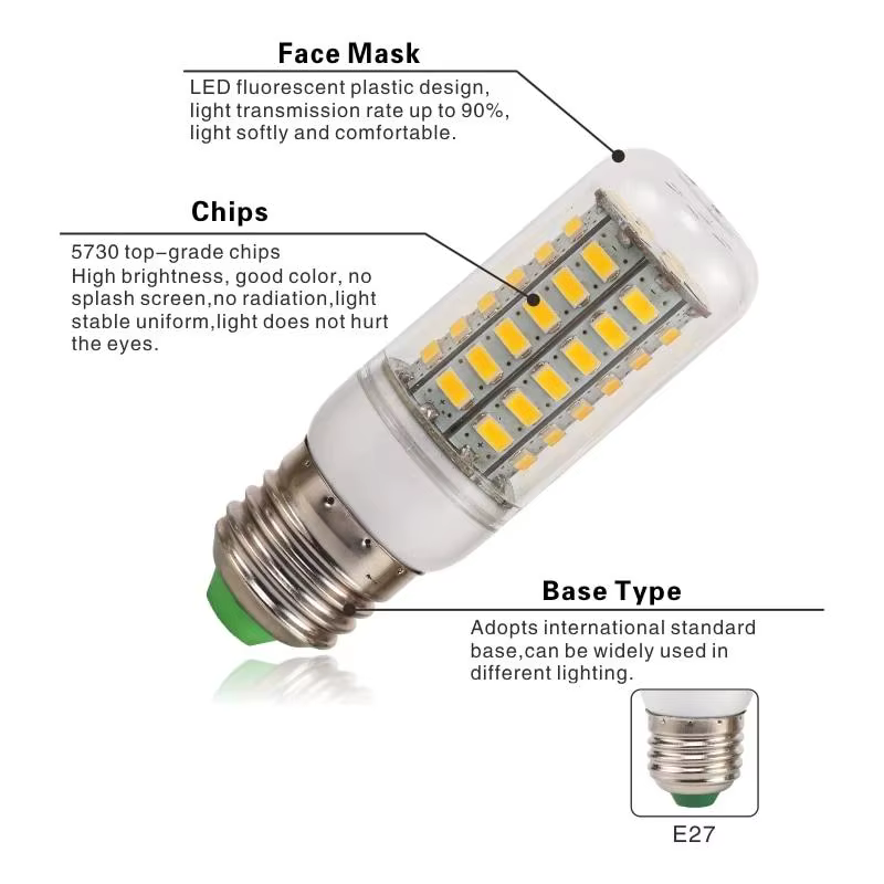 E27 Vis LED Maïs Super Lumineux Ampoule 72 LED SMD 5730 Ampoule 220V Luminaire Maison Lustre Bougie