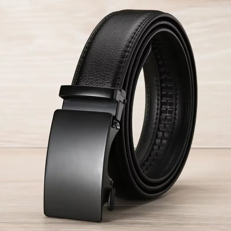 Ceinture automatique en cuir PU pour hommes, célèbre marque, affaires, sangles de taille, noir, jean