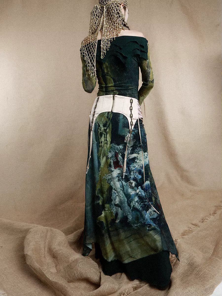 REDDACHIC-Ensemble de Robe Longue Cincher pour Femme, Imprimé Esthétique, Robe une Pièce, Porte-Jarr