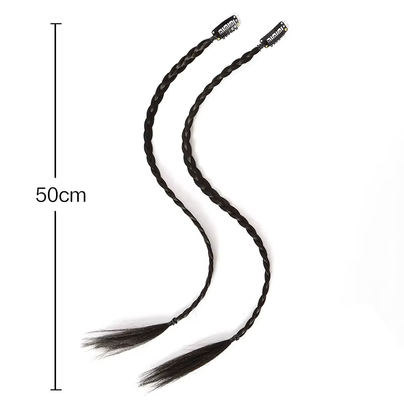 Perruque tressée synthétique 2 pièces avec Clip BB solide, boîte légère, queue de cheval tressée, po