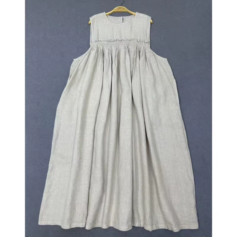 Johnature décontracté sans manches nouveau Style robe pour les femmes été décontracté ample Simple t