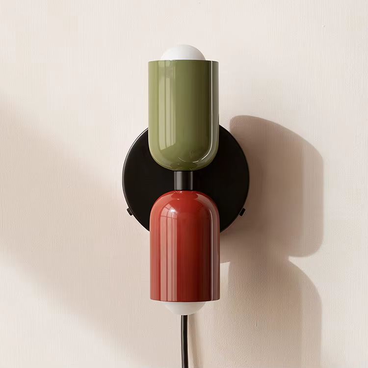 Lampes murales LED colorées nordiques, lampes minimalistes modernes, lampes à double tête crème, sal