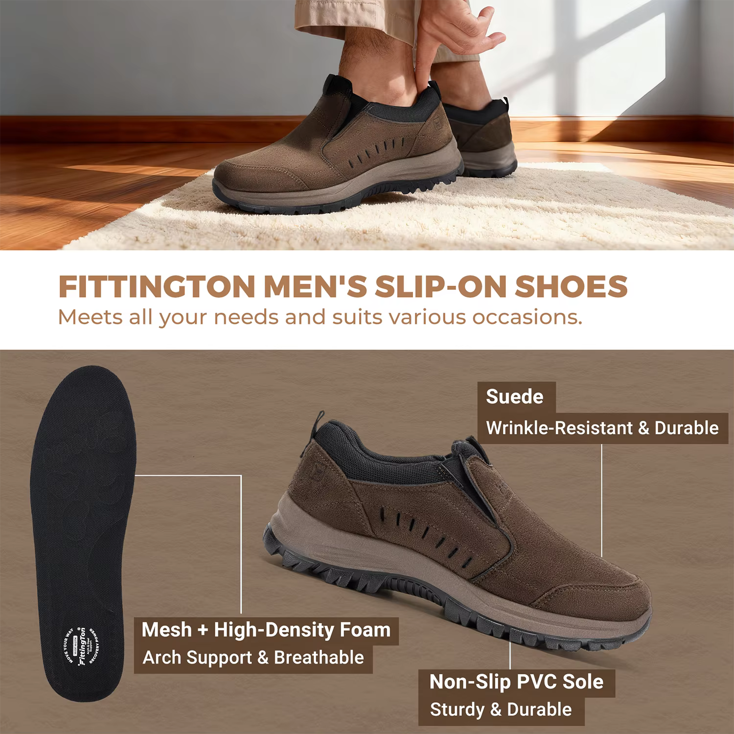 Chaussures à enfiler pour hommes, mocassins pour un usage professionnel et décontracté, légères et c
