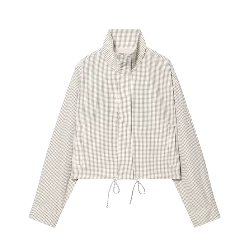 Manteaux et vestes pour femmes, nouvelle collection printemps, à carreaux, col montant, manches long
