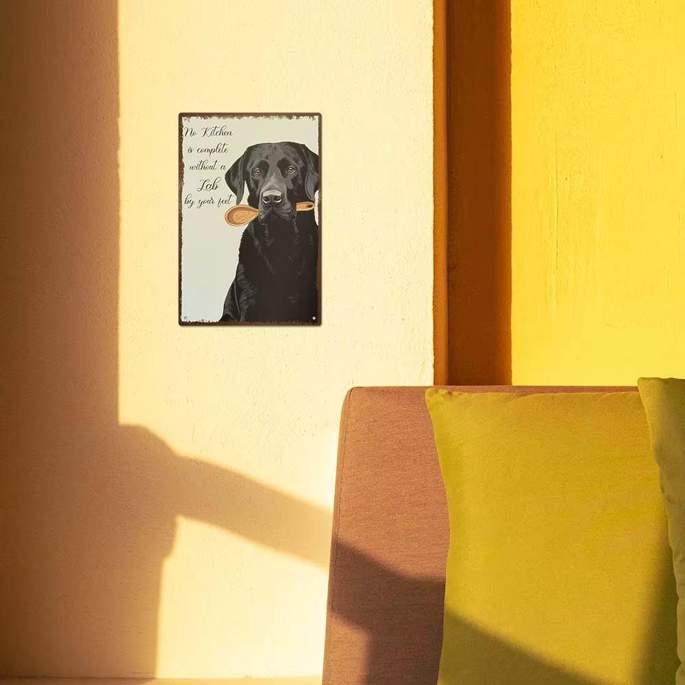 Putuo Decor-Panneau en métal chien noir, affiche d'art mural rétro pour la maison, la cuisine, le ja