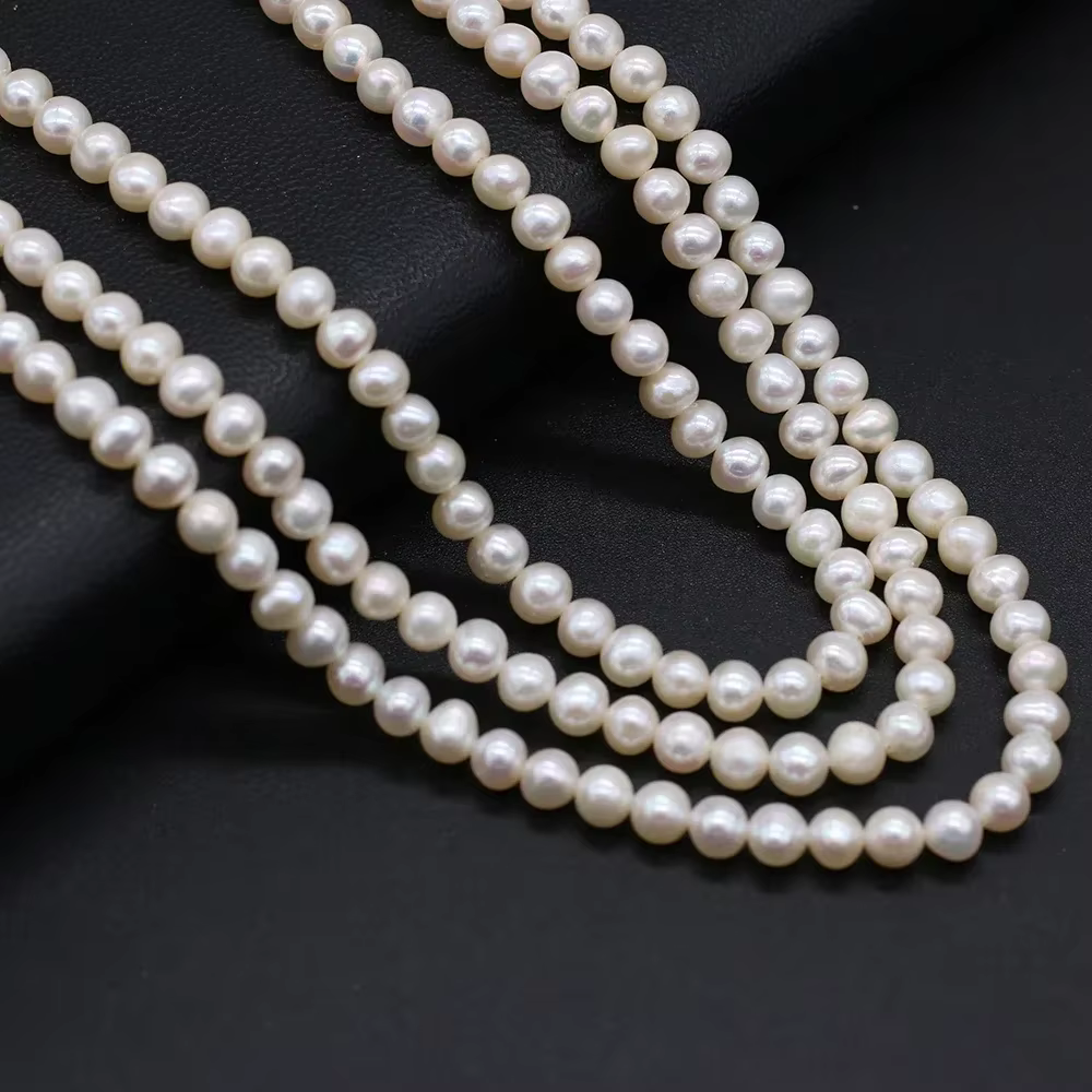 Perles d'Eau Douce Naturelles Blanches Rondes AAA + de 4 à 5mm, Accessoires d'Espacement pour Bijoux
