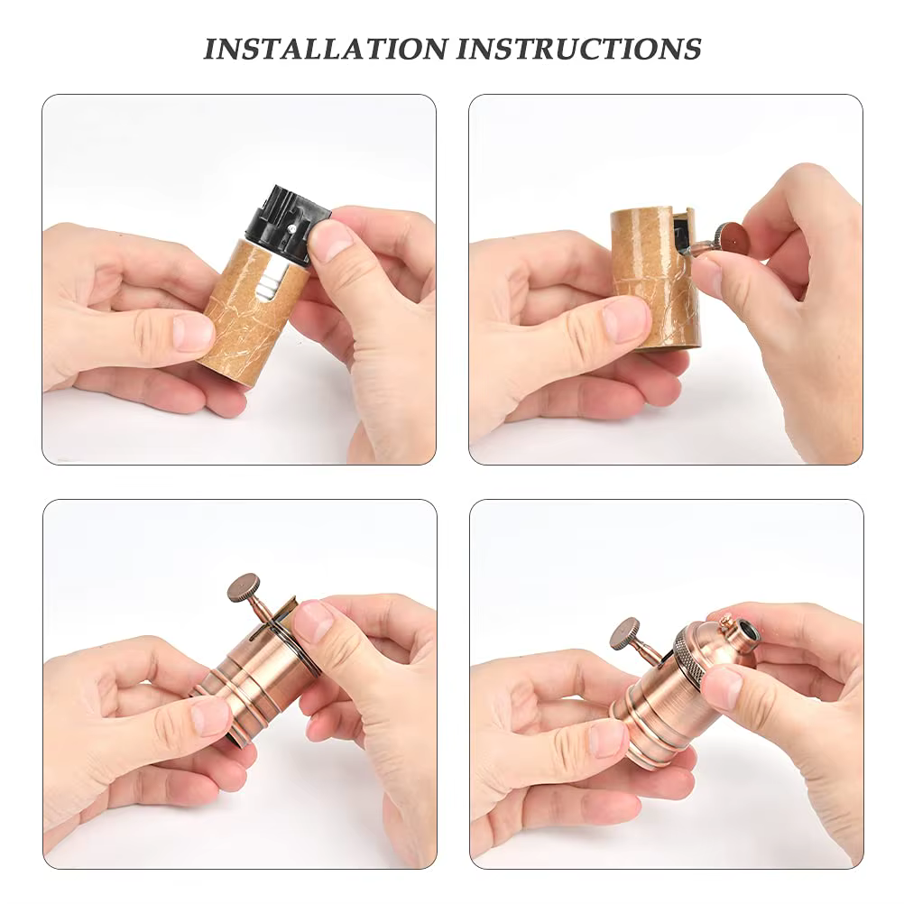 GANRILAND Culot de lampe E27 en cuivre, support de lampe DIY avec interrupteur, douille Edison vinta