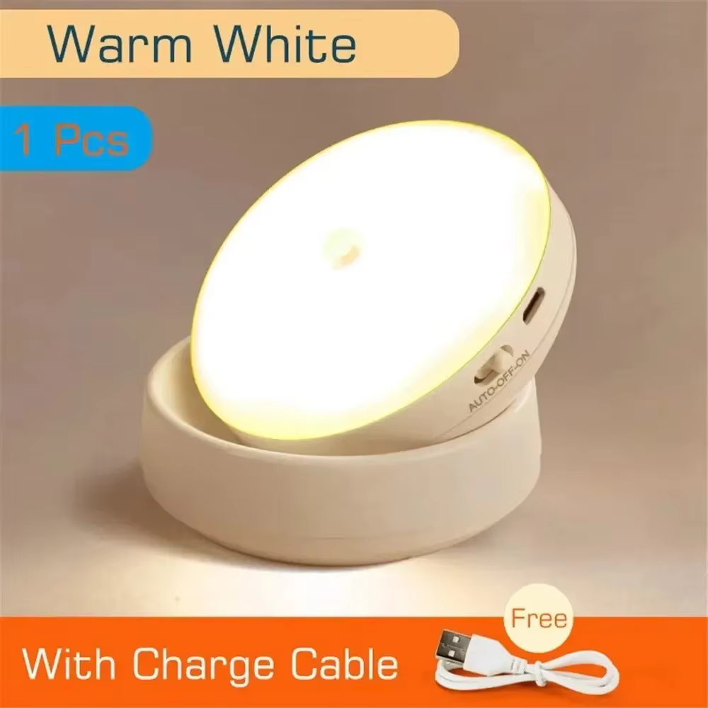 Lampe de nuit avec capteur de mouvement, Rechargeable, sans fil, Led rotative à 360 degrés, magnétiq