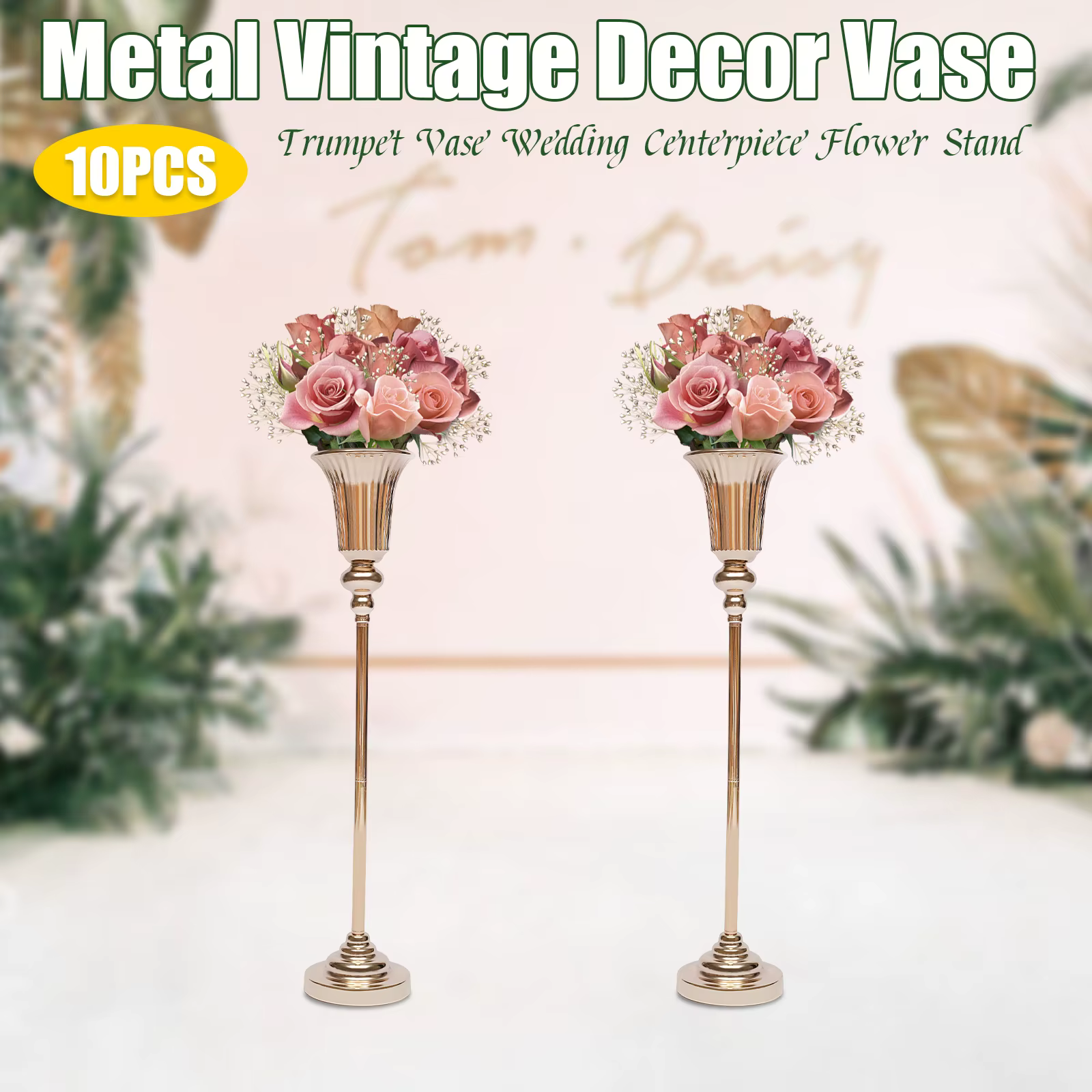 Ensemble de supports de fleurs de mariage 10 pièces 77,5 cm, présentoir floral élégant et élégant po