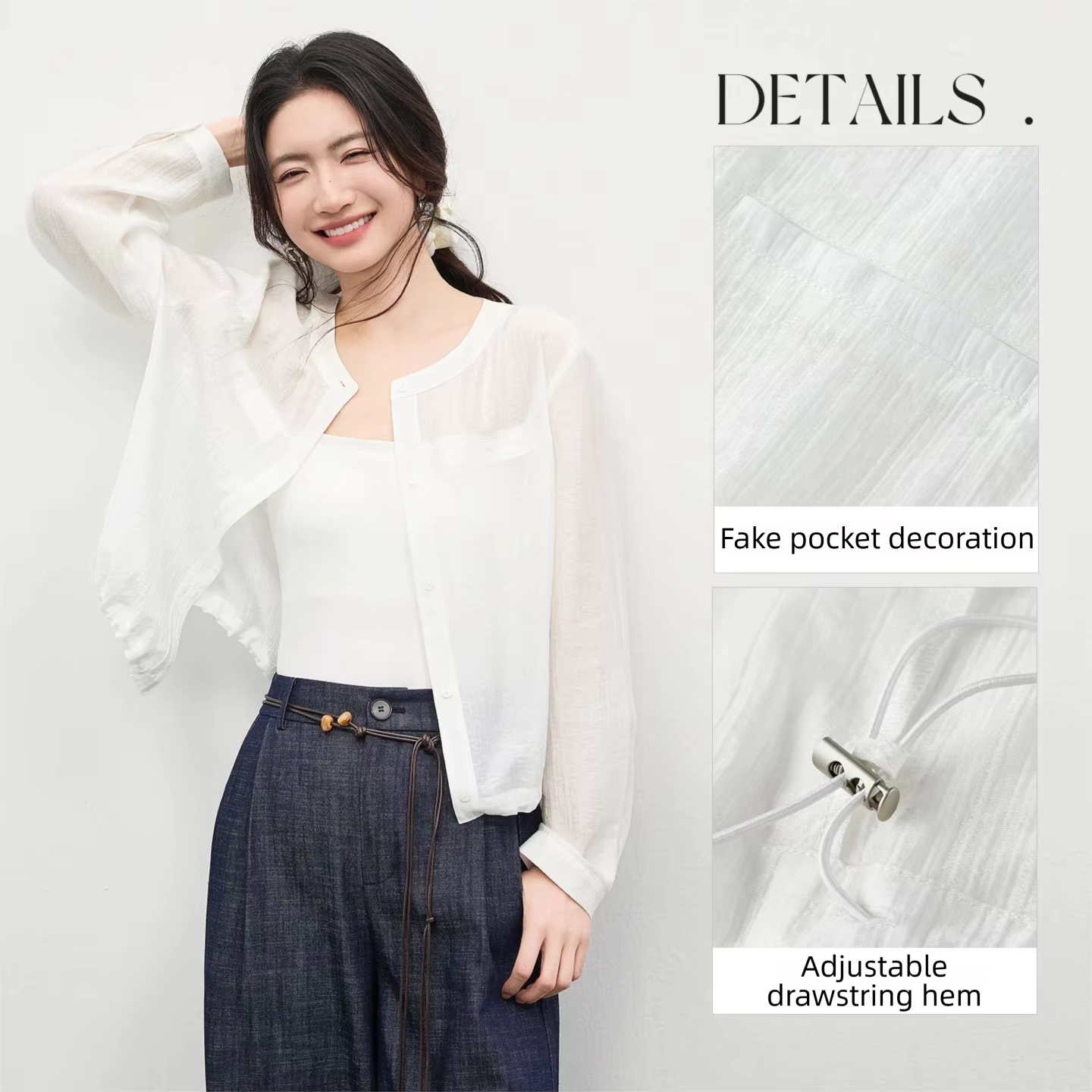 Chemisier surdimensionné en Lyocell SENTUBILA pour femme, collection Printemps-Été 2026, col rond, m