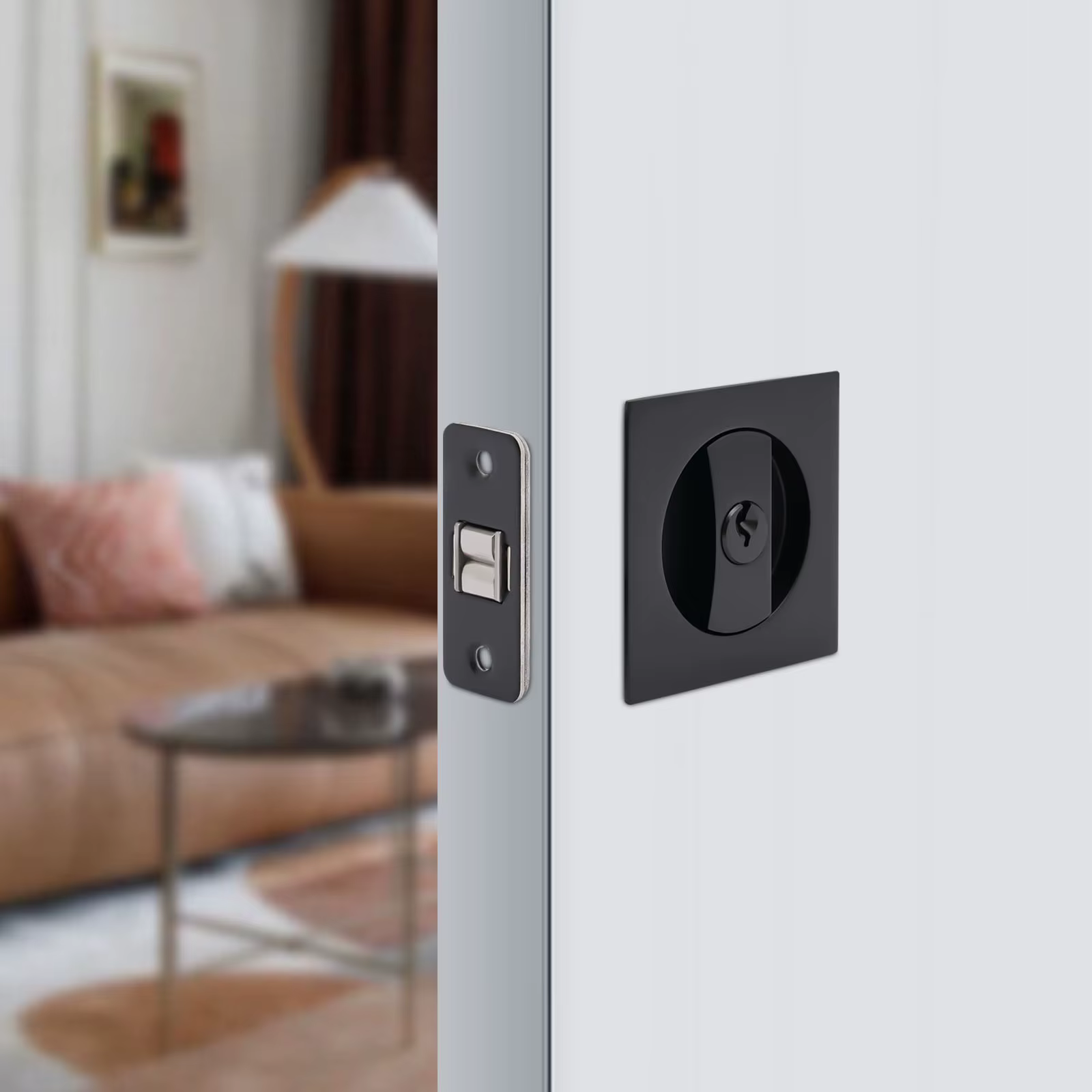 Serrure de porte coulissante carrée, serrure de sécurité de poche, loquet en alliage de Zinc et 3 * 