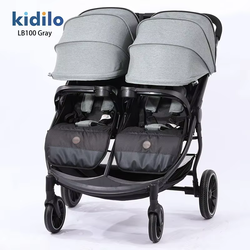Nouvelle poussette double tout-en-un 2025, convertible assise ou allongée, légère et pliable, avec c