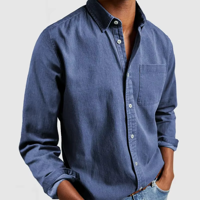 Chemise Slim Décontractée à Manches sulfet Col Rabattu pour Homme, Vêtement Classique et Boutonné, C
