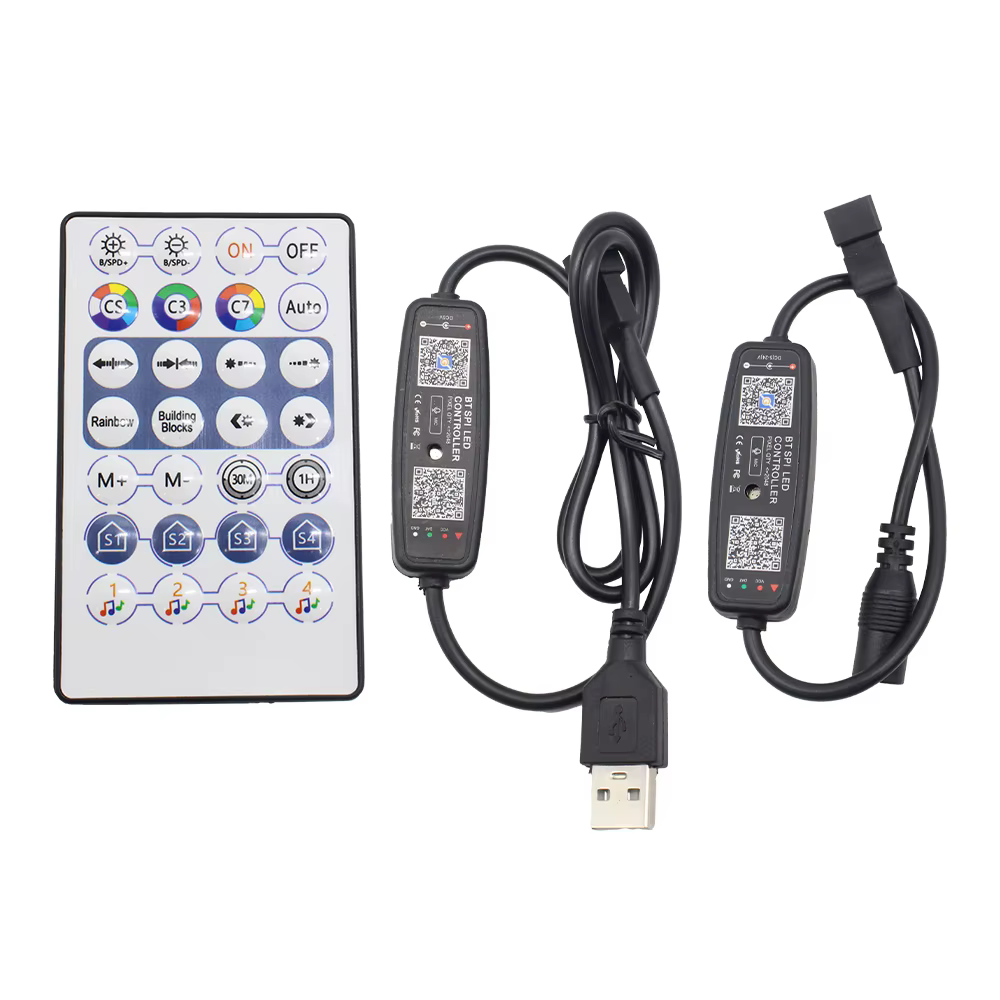 Contrôleur de musique LED RGB 12V, 5V 24V DC, bande LED adressable SPI USB Bluetooth Pixel, télécomm