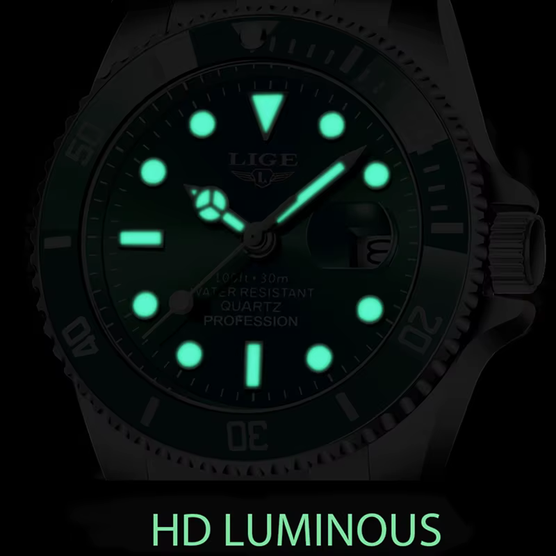 LIGE Top Original hommes montres à Quartz bleu montre étanche pour hommes en acier inoxydable Quartz