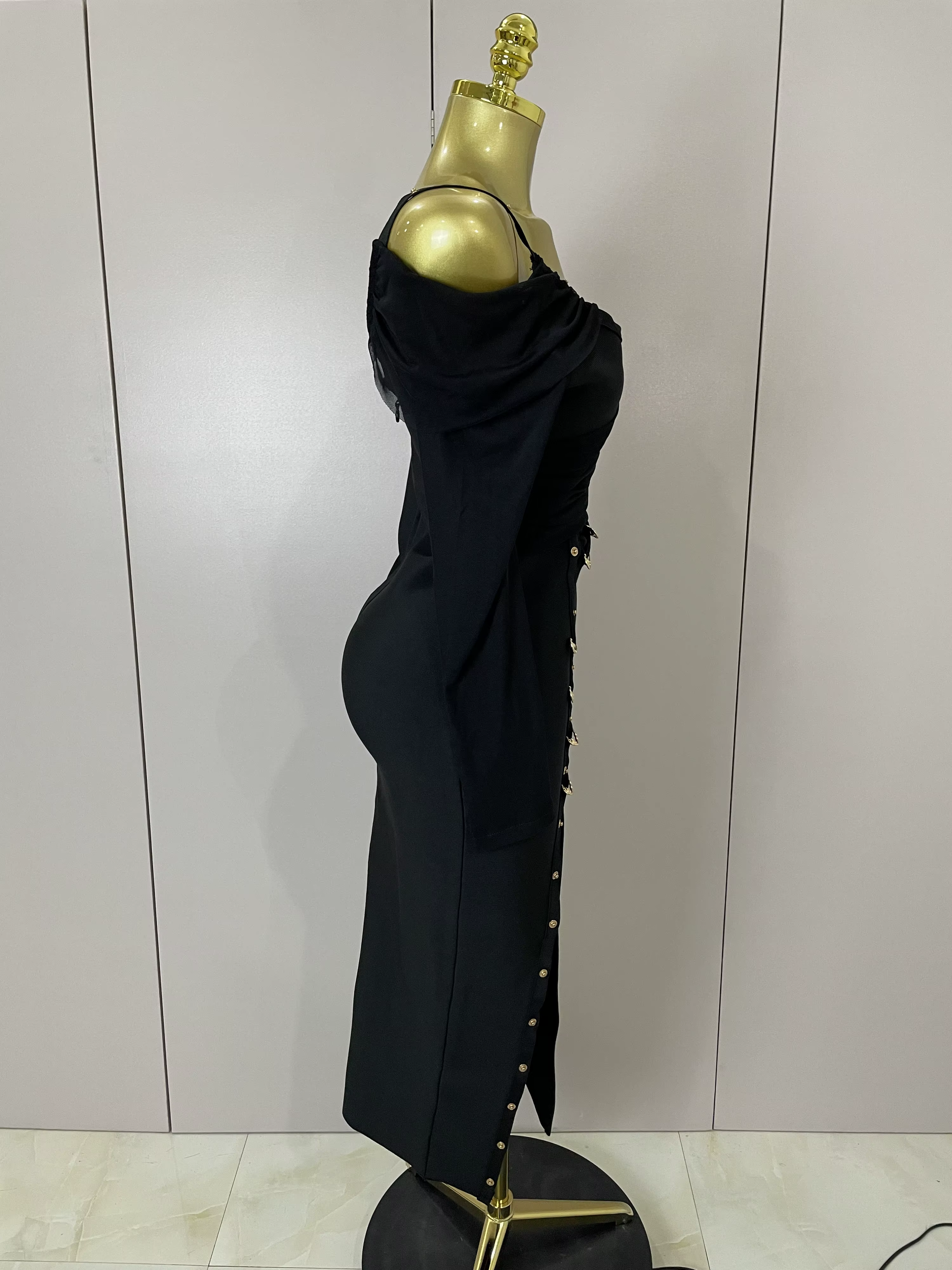 Nouvelle Robe Longue Chic et Élégante 2025 à Fente, Sexy, Asymétrique à Une Épaule, Style Bandage, p