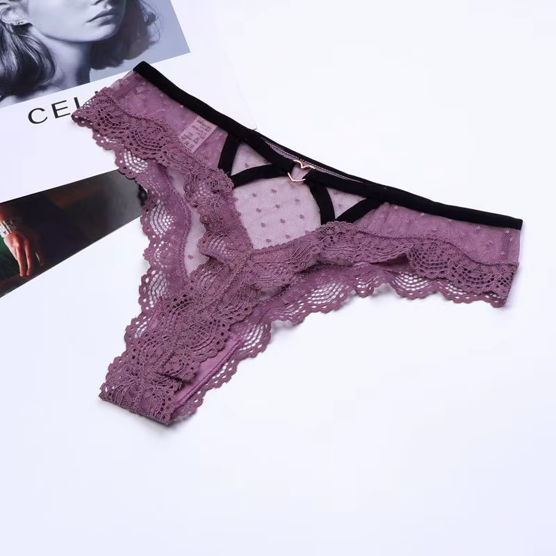 Culotte femme Sexy dentelle culotte femmes Transparent taille basse sous-vêtement creux string pour 