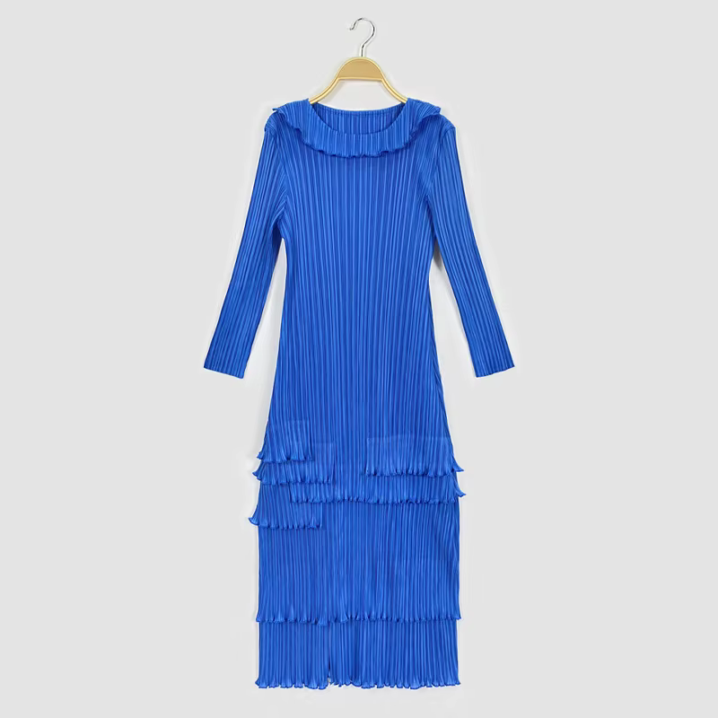 Robe plissée à la mode trois manoirs, robe de gâteau vieillissante de tempérament, fouet de concepti