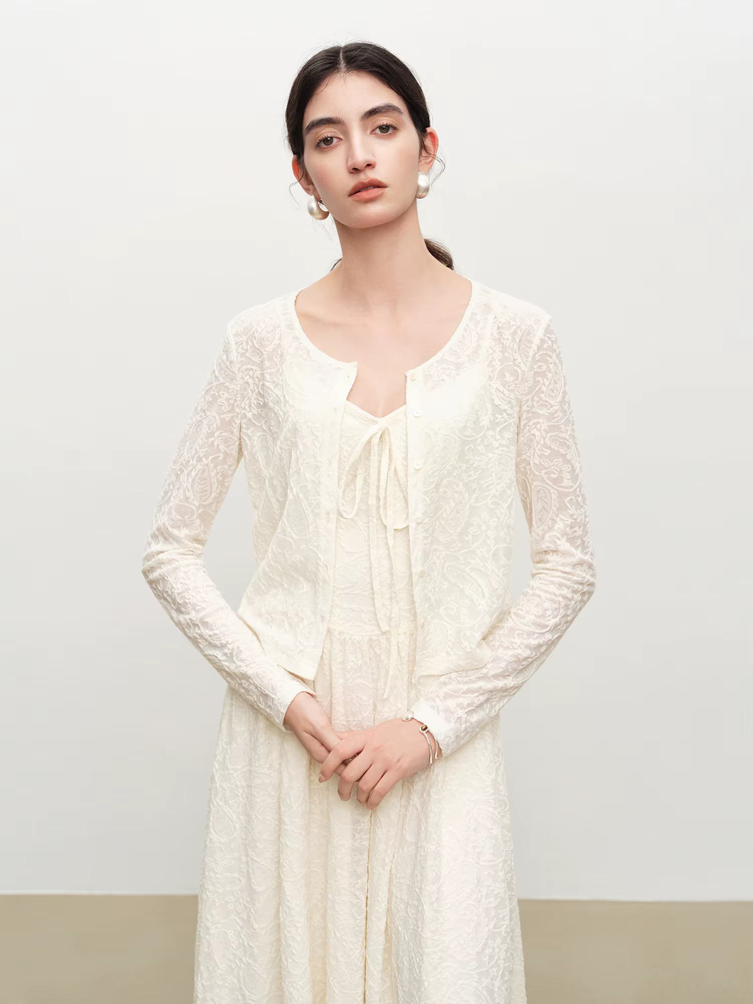 Ensemble élégant robe à bretelles et chemise en dentelle ZIQIAO pour femme – Nouvelle collection été