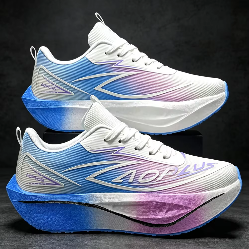 Chaussures de course pour hommes, spécialité sportive, semelle en carbone, marathon, respirantes, lé