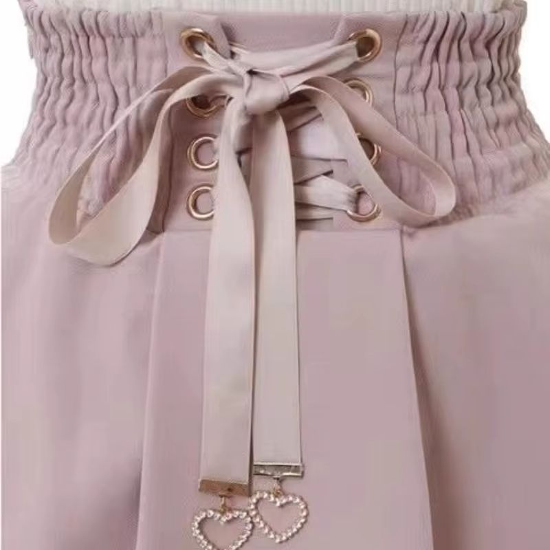 Sweet Lolita Jirai Kei – Jupe courte taille haute pour femmes, jupe courte avec boucle à Double nœud