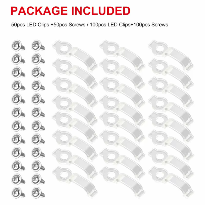 Clips de fixation pour bande lumineuse LED, 50/100 pièces, support de lumière avec vis, Clip monté p