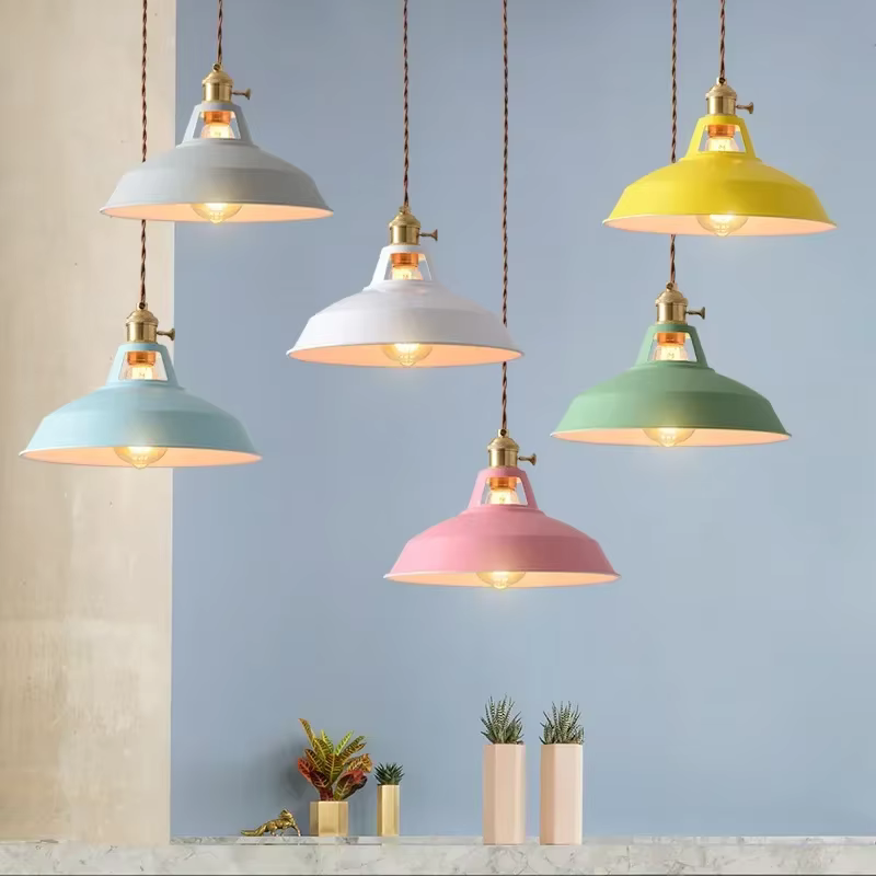 Lampes suspendues rétro industrielles colorées Restaurant cuisine maison plafonniers Vintage suspend