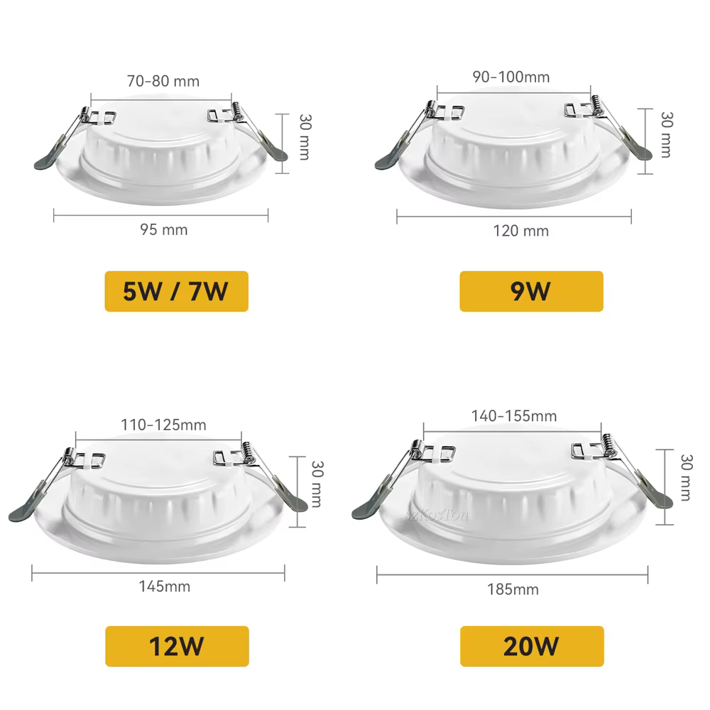 LED Downlight AC 220V encastré LED plafonnier décoration ronde 5W 7W 9W 12W 20W LED Spot vers le bas
