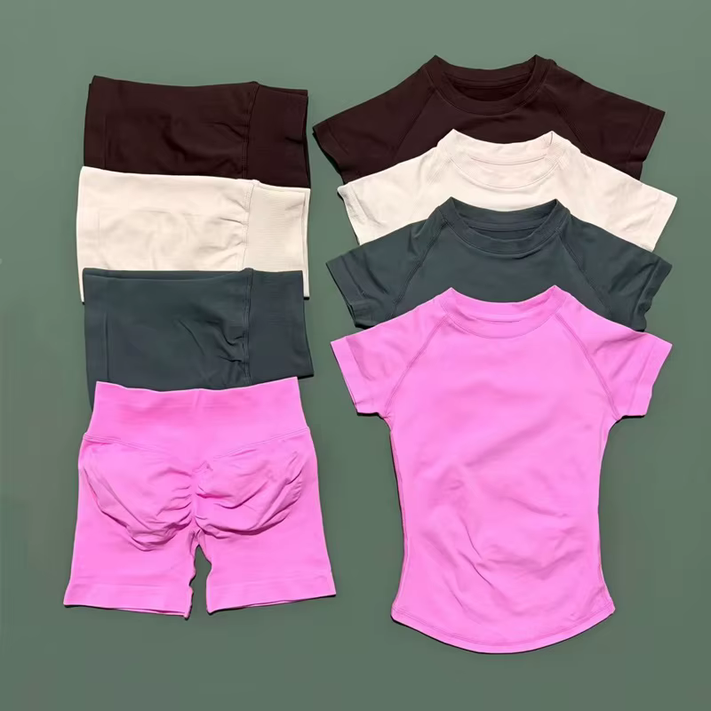 Ensemble de sport HISTELLO 2 pièces, vêtements de yoga sans couture à manches courtes, ensemble de f