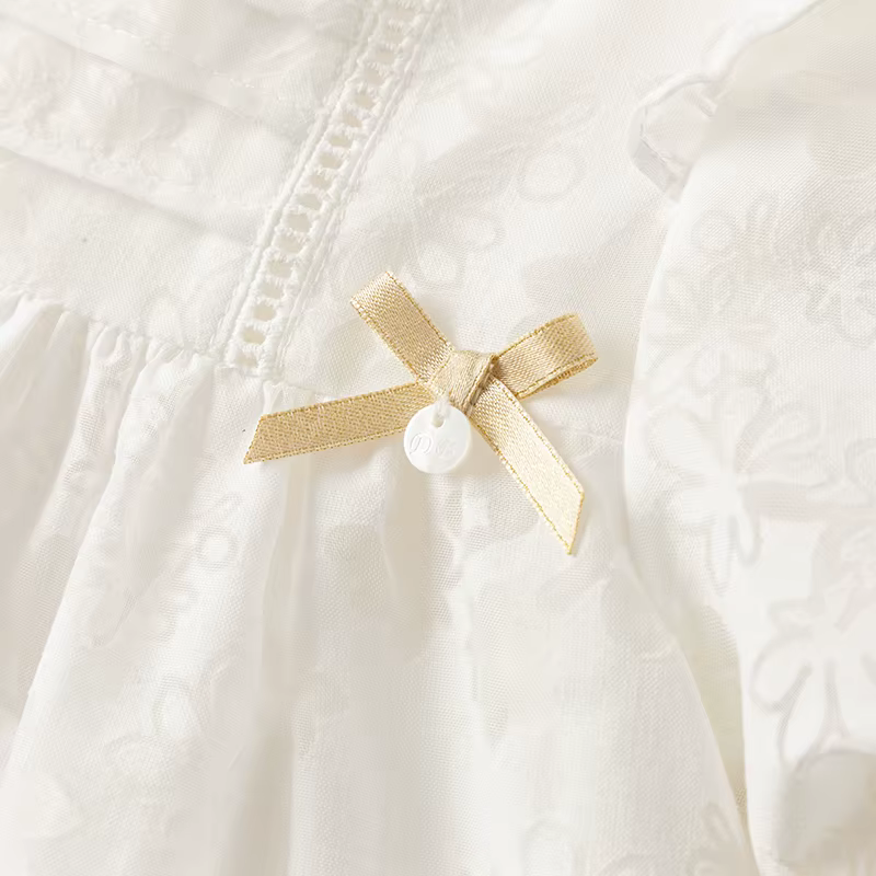 Dave Bella – robe de princesse pour filles, manches bouffantes, breloque en maille blanche, Noble, m